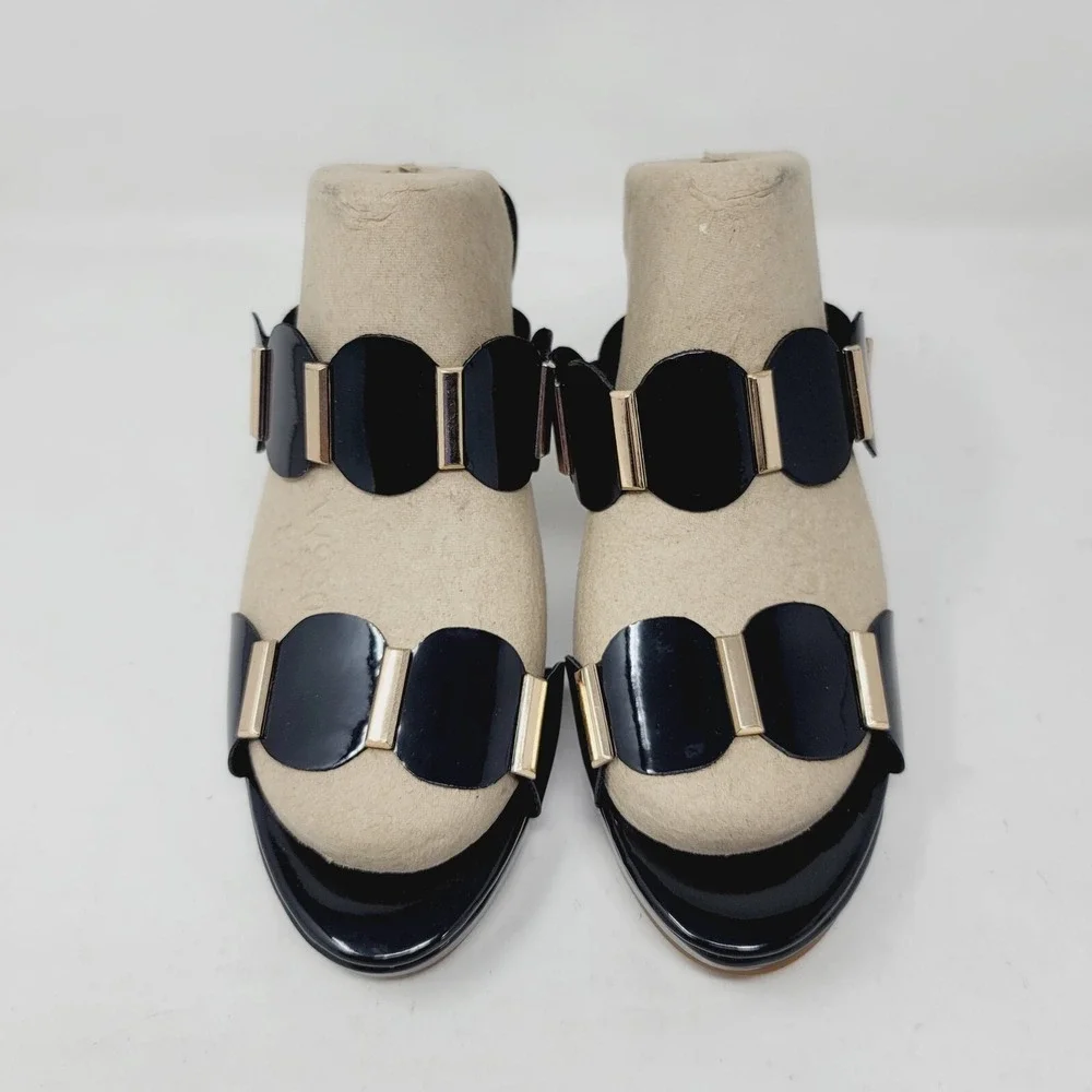 4th Season Women's Pumps Sz 9.5 M Black High Heels Sandals Shoes